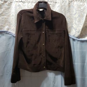 FASHION BUG STRETCH BROWN JEAN STYLE JACKET SZ L